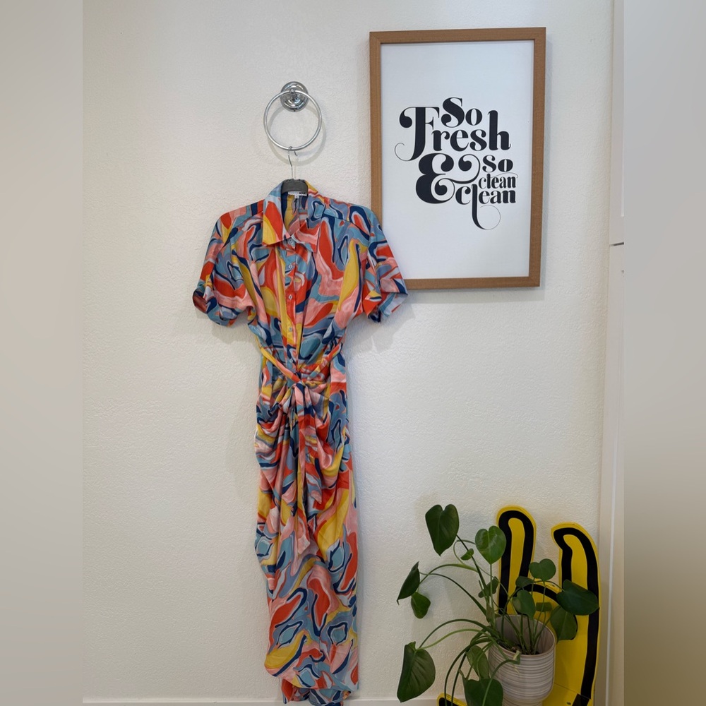 Fashion Nova Multicolor Abstract Midi Dress